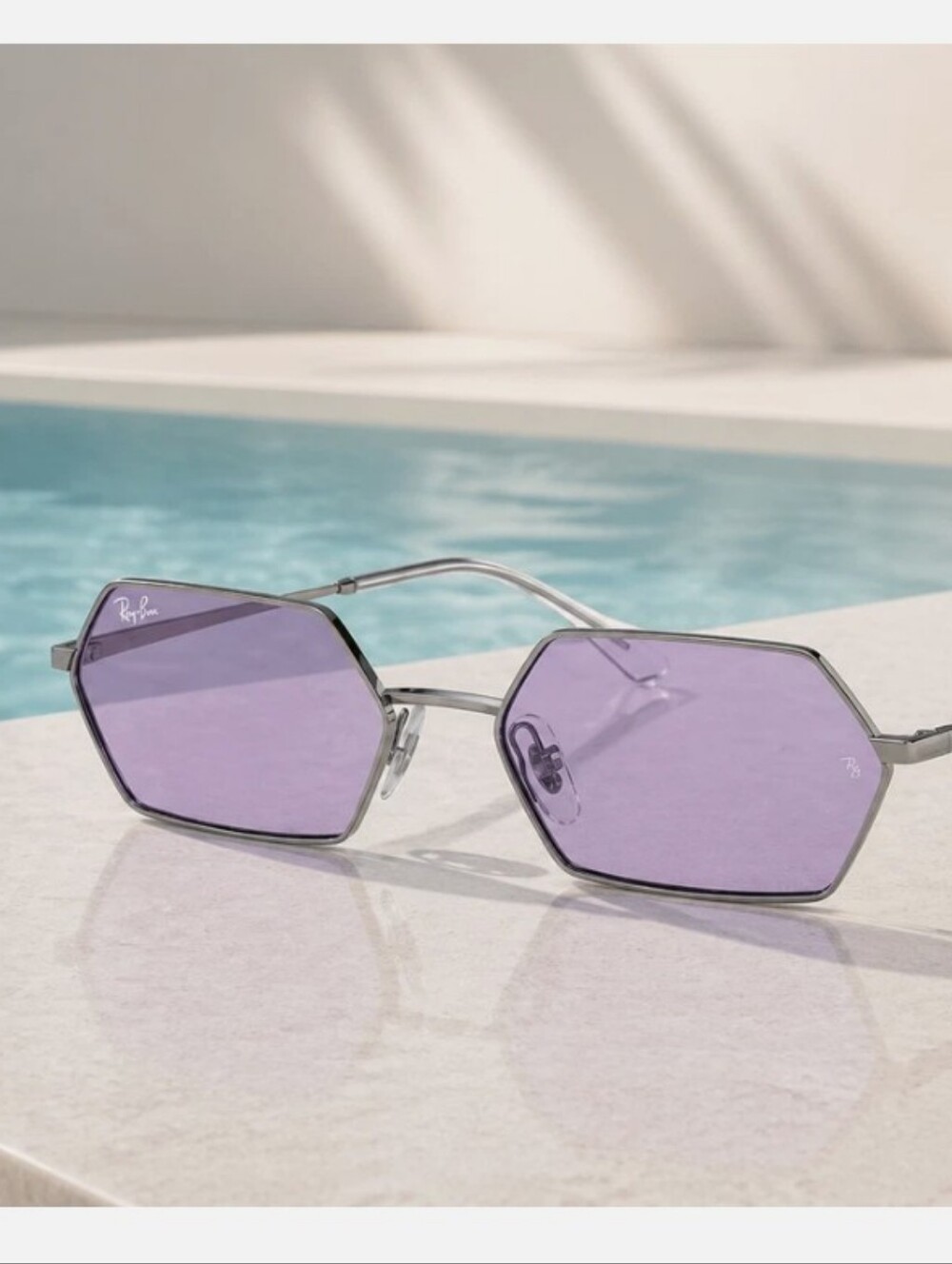 Ray-Ban Yevi - Silver Frame Sunglasses with Lavender Lenses